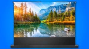 IN&VI 100" Matte White Floor-Rising Motorized Projector Screen - Movie Screen for Home Theater