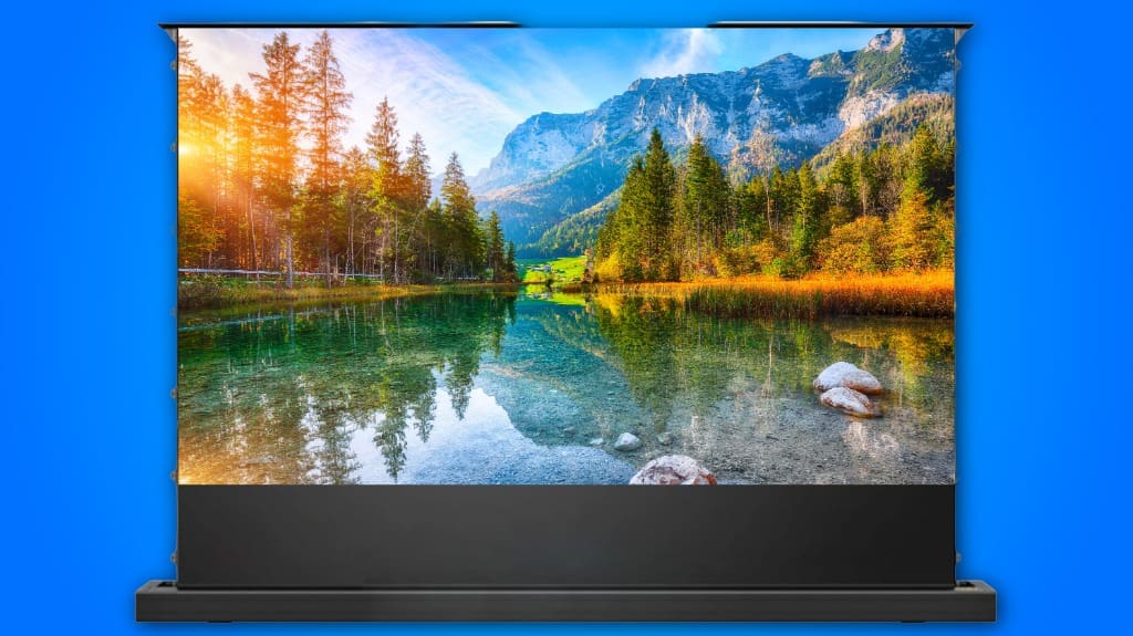 IN&VI 100″ Matte White Floor-Rising Motorized Projector Screen – Movie Screen for Home Theater IN&VI 100" Matte White Floor-Rising Motorized Projector Screen - Movie Screen for Home Theater